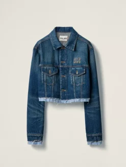 Washed Denim Blouson Jacket