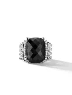 Wheaton® Ring In Sterling Silver With Black Onyx And Diamonds, 16mm