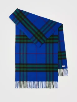 Wide Check Cashmere Scarf
