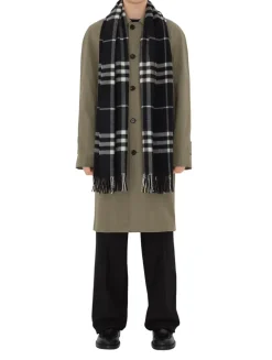 Wide Check Cashmere Scarf