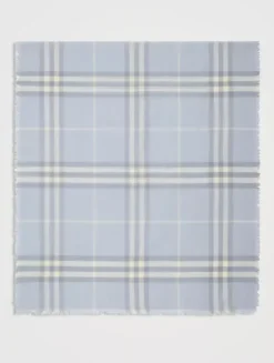 Wide Check Wool Scarf