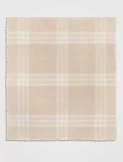 Wide Check Wool Scarf