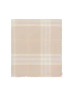 Wide Check Wool Scarf