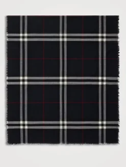 Wide Check Wool Scarf