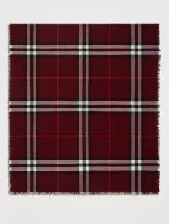 Wide Check Wool Scarf