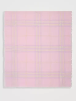 Wide Check Wool Scarf