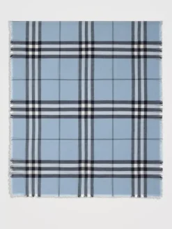 Wide Check Wool Scarf