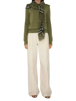 Wide Check Wool Scarf