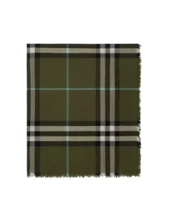 Wide Check Wool Scarf