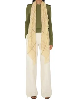 Wide Check Wool Scarf