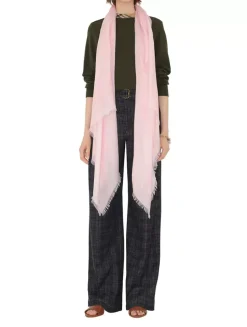 Wide Check Wool Silk Scarf