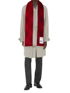 Wide Check Wool Silk Scarf