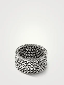 Wide Sterling Silver Rata Chain Band Ring
