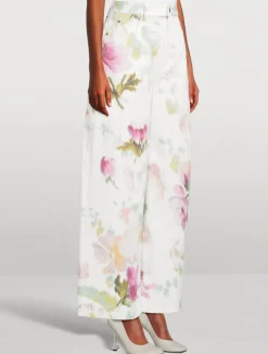 Wide-Leg Jeans In Floral Print