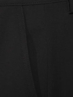 Wide-Leg Pleated Stretch Wool Trouser Pants