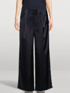 Wide-Leg Satin Trousers