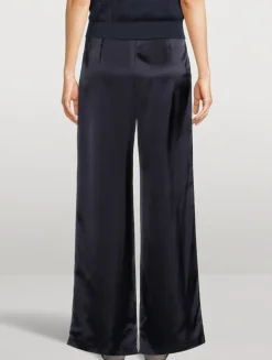 Wide-Leg Satin Trousers