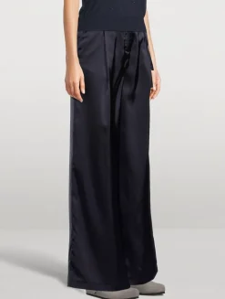 Wide-Leg Satin Trousers
