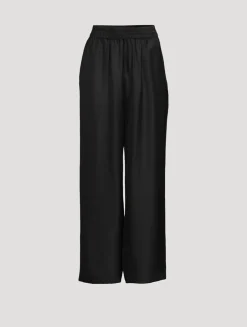 Wide-Leg Silk Trousers