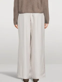 Wide-Leg Silk Trousers