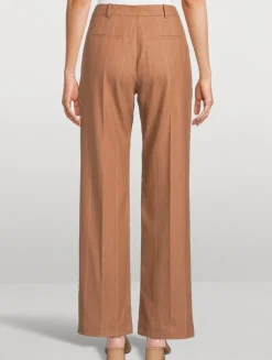 Wide-Leg Wool Trousers In Pinstripe Print