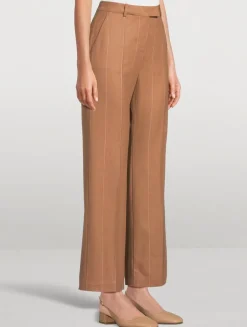 Wide-Leg Wool Trousers In Pinstripe Print