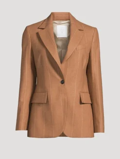 Wool Blazer In Pinstripe Print