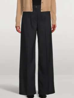 Wool Blend Wide Leg Jeans