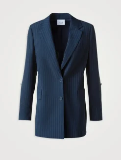 Wool Crêpe Blazer In Pinstripe Print