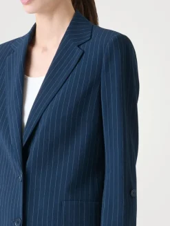Wool Crêpe Blazer In Pinstripe Print