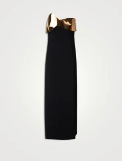 Wool Double-Face Strapless Midi Dress