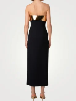 Wool Double-Face Strapless Midi Dress