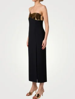 Wool Double-Face Strapless Midi Dress