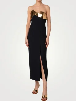 Wool Double-Face Strapless Midi Dress