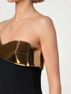 Wool Double-Face Strapless Midi Dress