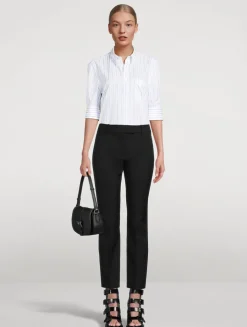 Wool Gabardine Cigarette Trousers