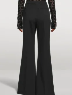 Wool Gabardine Flare Trousers