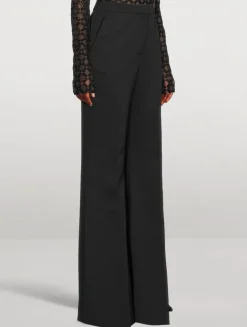 Wool Gabardine Flare Trousers