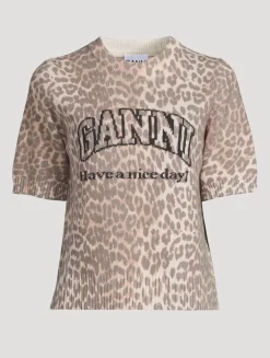 Wool-Blend T-Shirt In Leopard Print