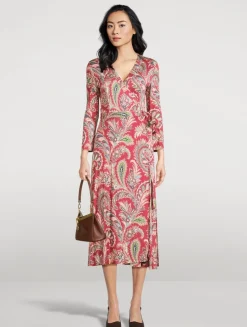 Wrap Dress In Floral Paisley Print