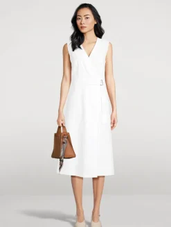 Wrap-Front Midi Dress