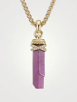 Wrapped Crystal Amulet In Ruby Crystal With 18k Yellow Gold And Diamonds, 46mm