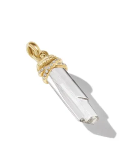 Wrapped Crystal Amulet In Tanzanite Crystal With 18k Yellow Gold And Diamonds, 46mm