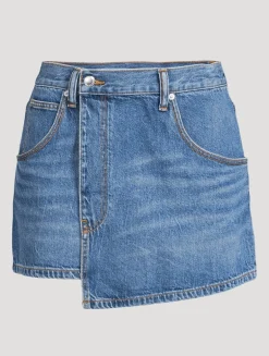 Wrapped Denim Mini Skirt