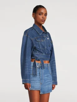 Wrapped Denim Mini Skirt