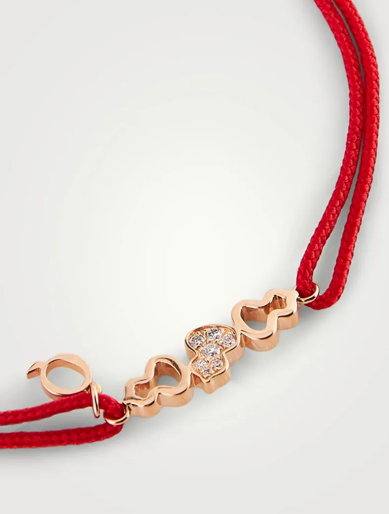 Wulu 18K Rose Gold Cord Bracelet With Diamonds