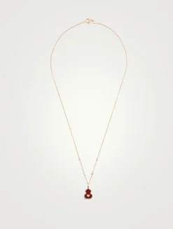 Wulu 18K Rose Gold Red Agate Necklace With Diamonds