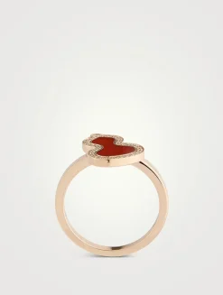 Wulu 18K Rose Gold Ring With Red Agate And Diamonds