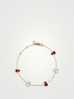 Wulu 18K Rose Gold Sautoir Bracelet With Red Enamel And Diamonds