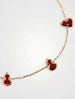 Wulu 18K Rose Gold Sautoir Bracelet With Red Enamel